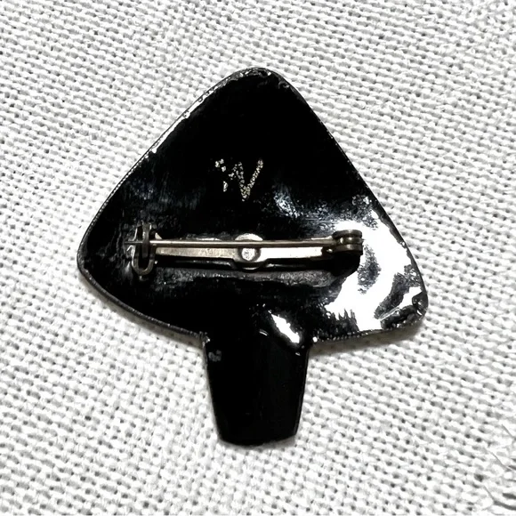 1970s VINTAGE Mushroom Groovy Handcrafted Enamel Metal Brooch Pin - Picture 3 of 3